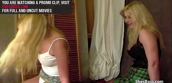  Two femdoms wrestle and smother a wimp